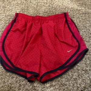 Nike Red Athletic Shorts with Navy Trim